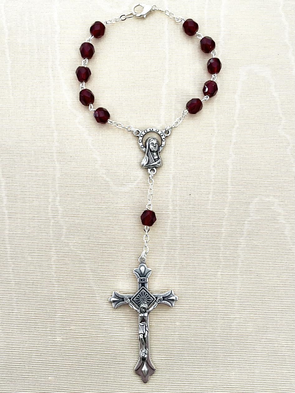 6mm Garnet Auto Rosary