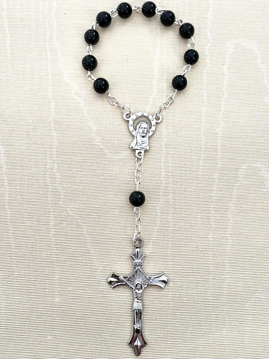 6mm Black Glass One Decade Rosary