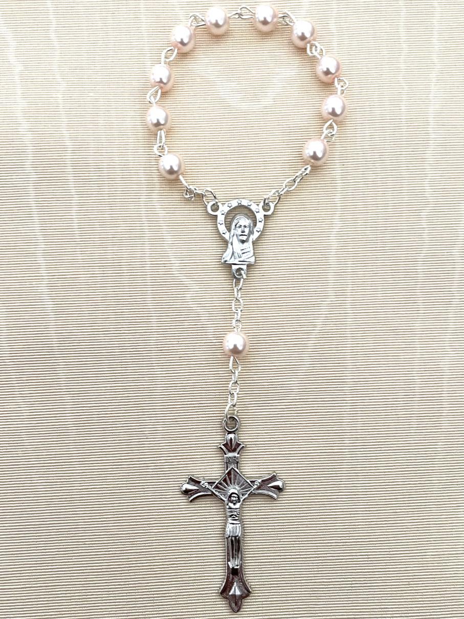 6mm Pink Pearl One Decade Rosary