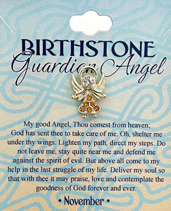 Austrian Crystal Birthstone Angel Pin November